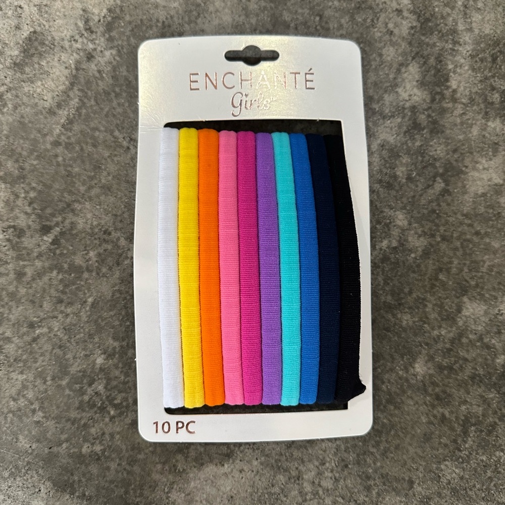 Brand New Enchante’ Girls 10 pack Nylon Wrap Headbands/Hairband Assorted Colors